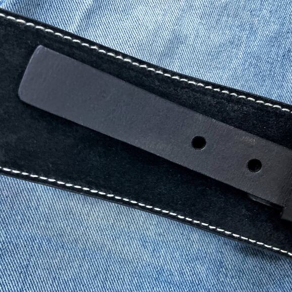 Vintage Michael Kors Black Suede & Leather Waist Belt | Y2K Statement Style - Picture 13 of 15